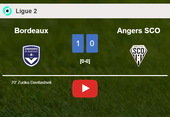Bordeaux conquers Angers SCO 1-0 with a goal scored by Z. Davitashvili. HIGHLIGHTS