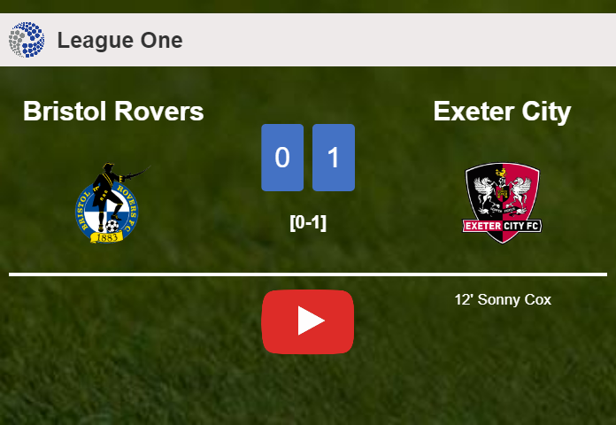 Exeter City overcomes Bristol Rovers 1-0 with a goal scored by S. Cox. HIGHLIGHTS