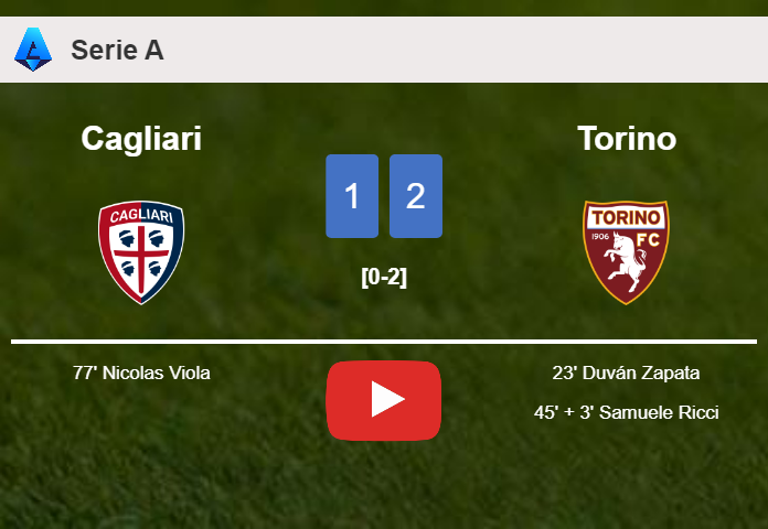 Torino beats Cagliari 2-1. HIGHLIGHTS