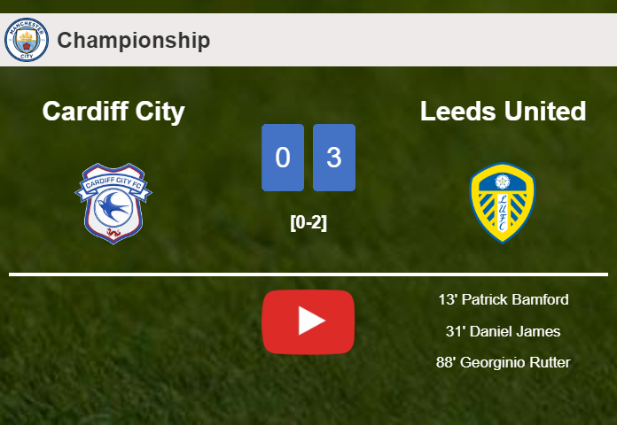 Leeds United prevails over Cardiff City 3-0. HIGHLIGHTS