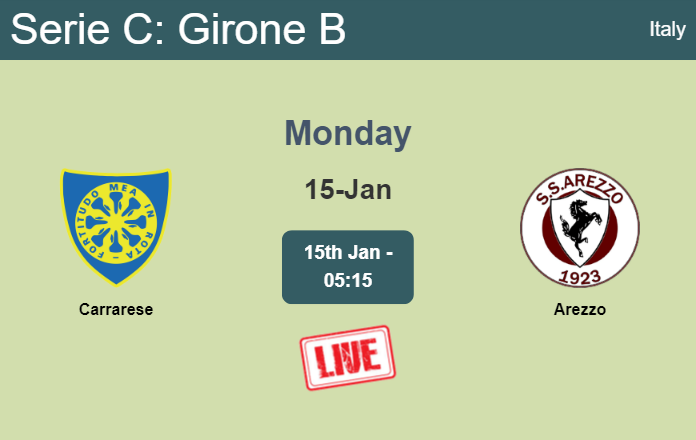 How to watch Carrarese vs. Arezzo on live stream and at what time
