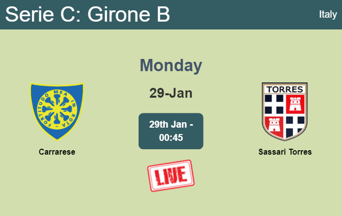 How to watch Carrarese vs. Sassari Torres on live stream and at what time