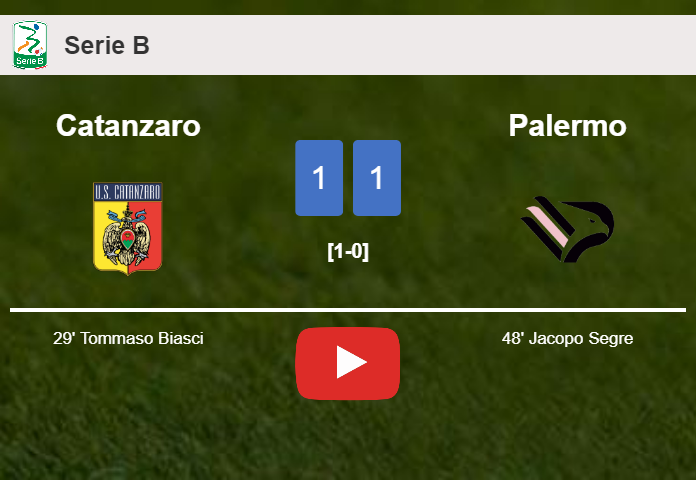 Catanzaro and Palermo draw 1-1 on Friday. HIGHLIGHTS
