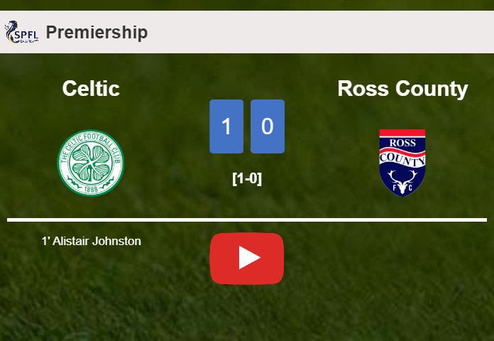 Celtic beats Ross County 1-0 with a goal scored by A. Johnston. HIGHLIGHTS