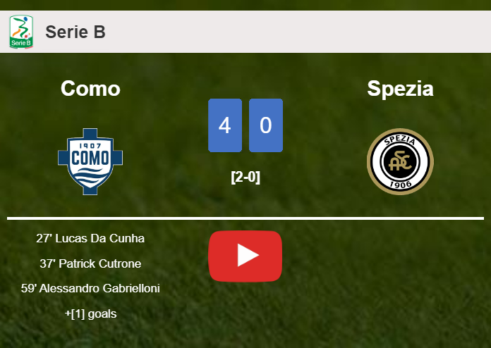 Como wipes out Spezia 4-0 after playing a fantastic match. HIGHLIGHTS