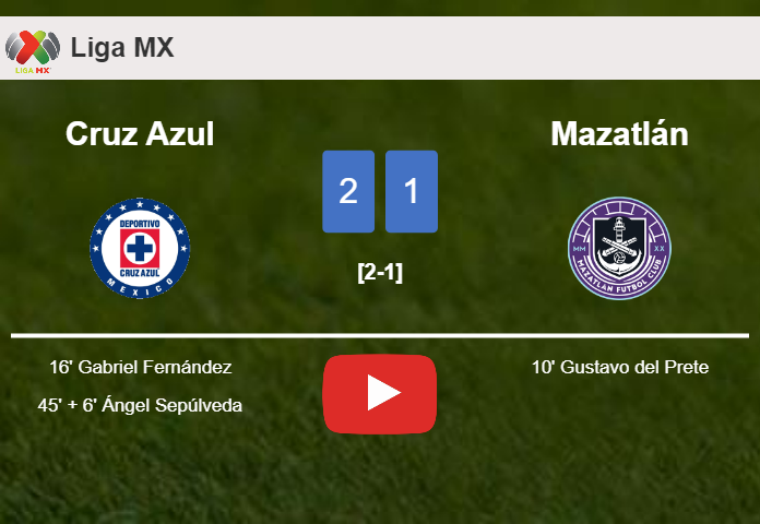 Cruz Azul recovers a 0-1 deficit to conquer Mazatlán 2-1. HIGHLIGHTS