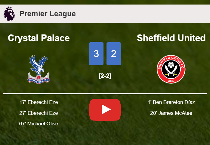 Crystal Palace defeats Sheffield United after recovering from a 1-2 deficit. HIGHLIGHTS