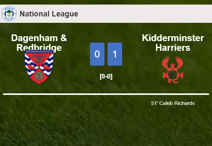 Kidderminster Harriers defeats Dagenham & Redbridge 1-0 with a goal scored by C. Richards