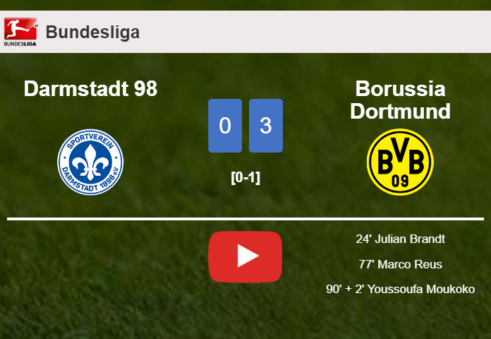 Borussia Dortmund overcomes Darmstadt 98 3-0. HIGHLIGHTS