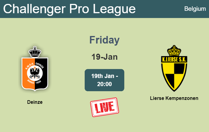 How to watch Deinze vs. Lierse Kempenzonen on live stream and at what time