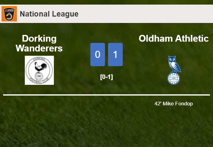 Oldham Athletic tops Dorking Wanderers 1-0 with a goal scored by M. Fondop