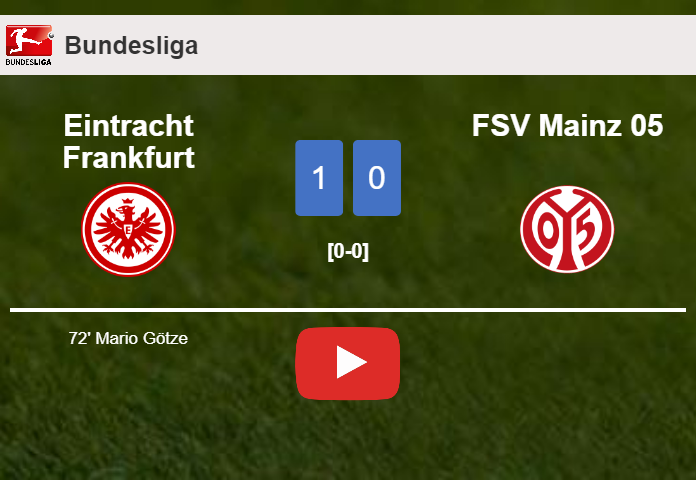 Eintracht Frankfurt tops FSV Mainz 05 1-0 with a goal scored by M. Götze. HIGHLIGHTS