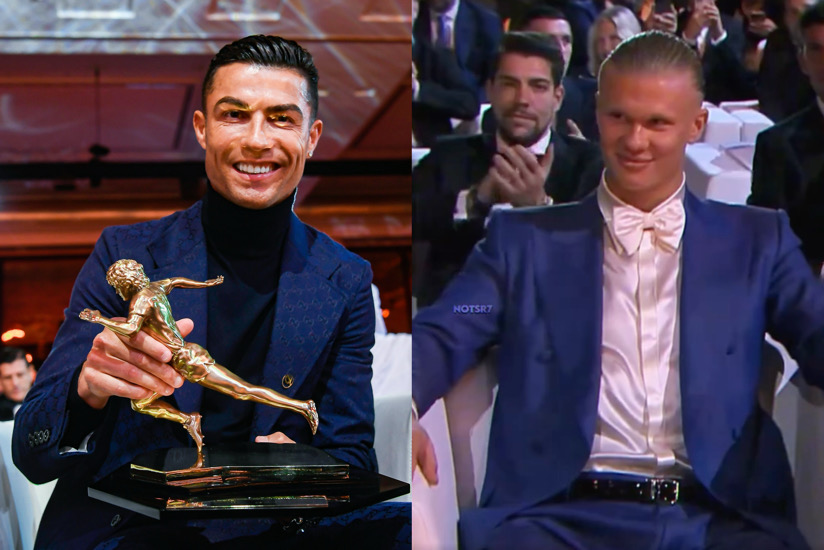 Erling Haaland's Amusing Reaction To Cristiano Ronaldo's Claims Wins Hearts At 2023 Globe Soccer Awards