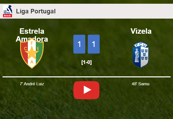 Estrela Amadora and Vizela draw 1-1 on Saturday. HIGHLIGHTS