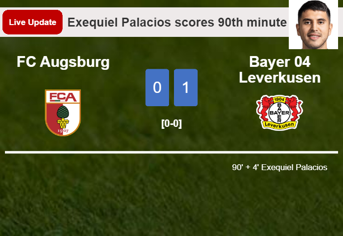 LIVE UPDATES. Bayer 04 Leverkusen leads FC Augsburg 1-0 after Exequiel Palacios scored in the 90th minute