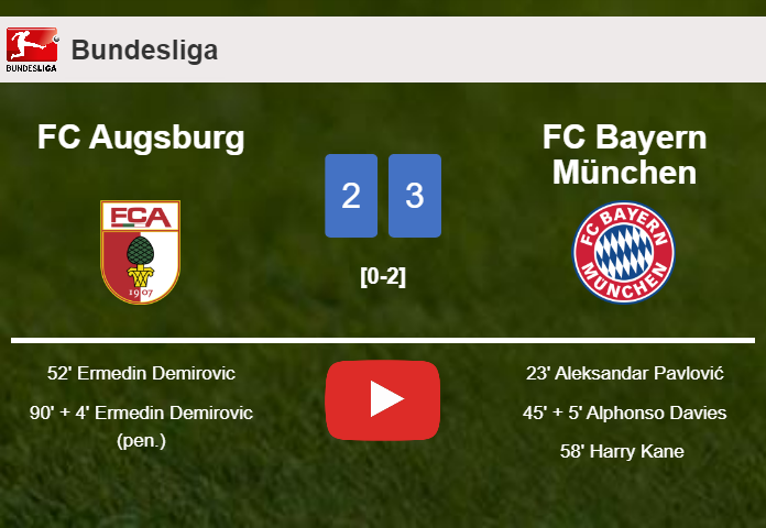 FC Bayern München defeats FC Augsburg 3-2. HIGHLIGHTS