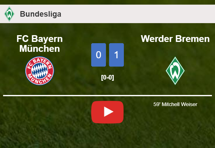 Werder Bremen conquers FC Bayern München 1-0 with a goal scored by M. Weiser. HIGHLIGHTS