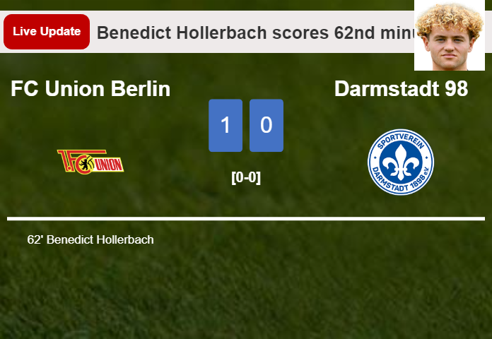FC Union Berlin vs Darmstadt 98 live updates: Benedict Hollerbach scores opening goal in Bundesliga match (1-0)