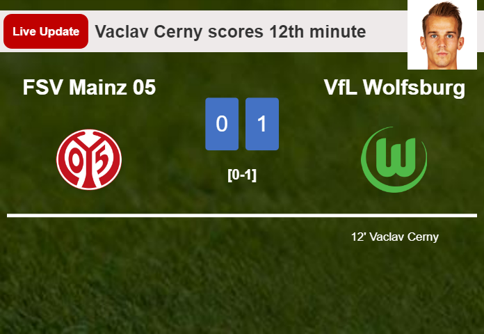 FSV Mainz 05 vs VfL Wolfsburg live updates: Vaclav Cerny scores opening goal in Bundesliga match (0-1)