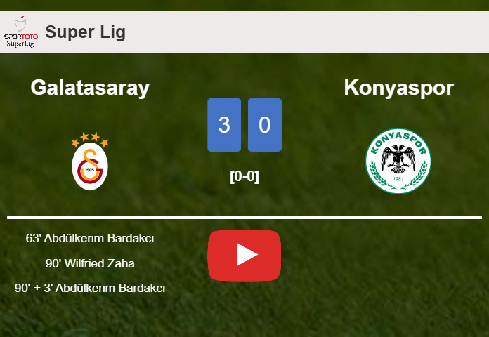 Galatasaray prevails over Konyaspor 3-0. HIGHLIGHTS