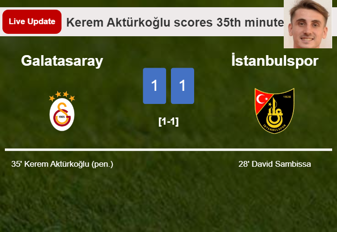 LIVE UPDATES. Galatasaray draws İstanbulspor with a penalty from Kerem Aktürkoğlu in the 36th minute and the result is 1-1