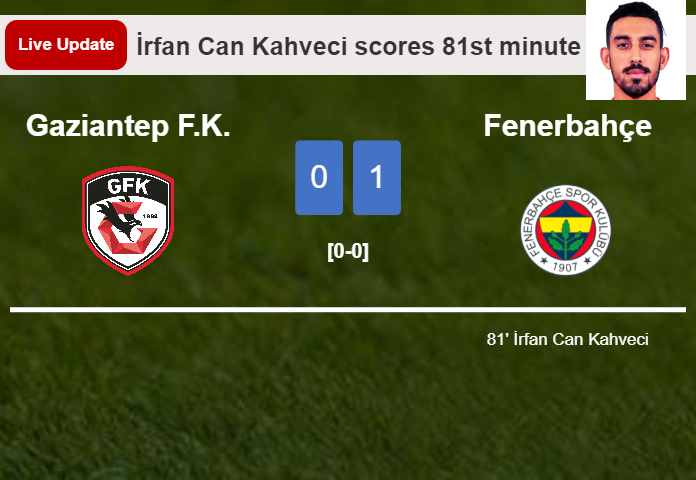 Gaziantep F.K. vs Fenerbahçe live updates: İrfan Can Kahveci scores opening goal in Super Lig match (0-1)