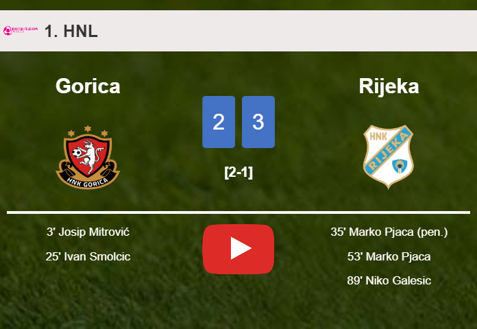 Rijeka tops Gorica after recovering from a 2-0 deficit. HIGHLIGHTS