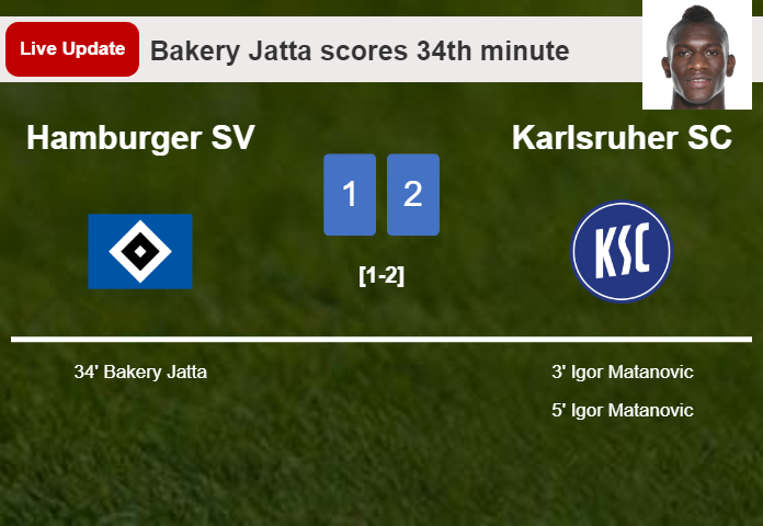LIVE UPDATES. Hamburger SV draws Karlsruher SC with a goal from László Bénes in the 35th minute and the result is 2-2