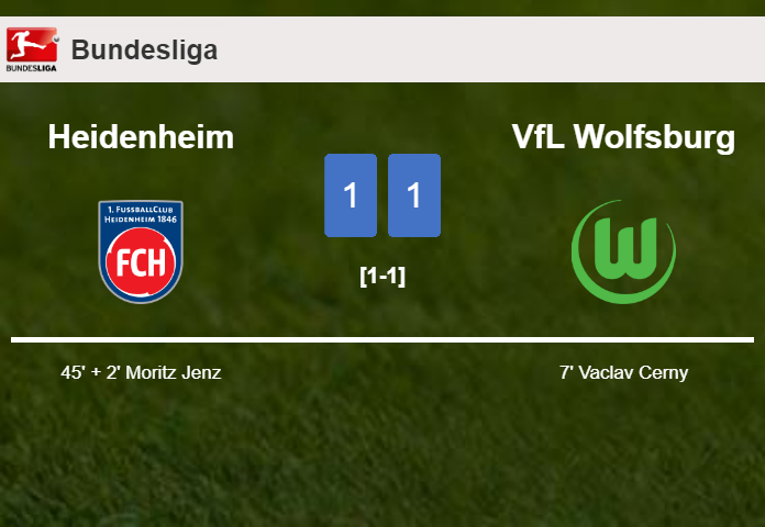 Heidenheim and VfL Wolfsburg draw 1-1 on Saturday