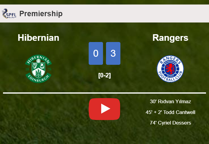 Rangers defeats Hibernian 3-0. HIGHLIGHTS