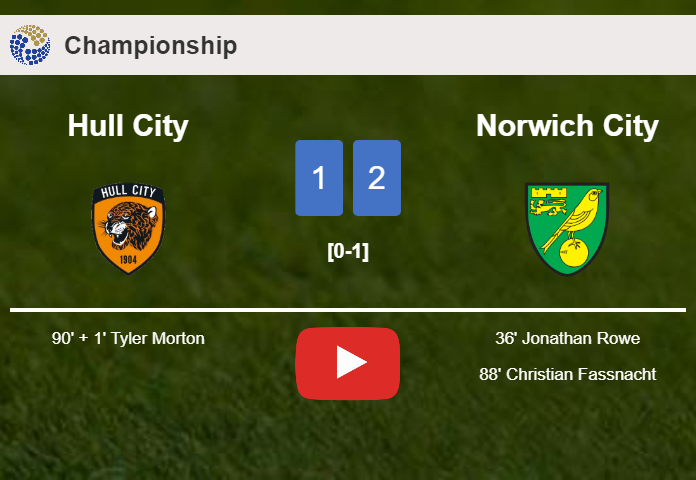 Norwich City snatches a 2-1 win against Hull City. HIGHLIGHTS