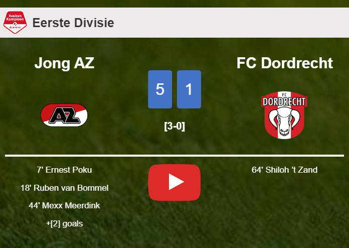 Jong AZ obliterates FC Dordrecht 5-1 with an outstanding performance. HIGHLIGHTS