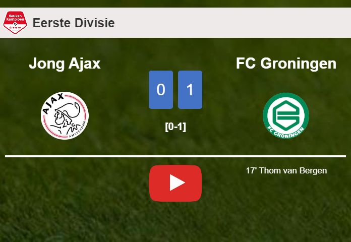 FC Groningen defeats Jong Ajax 1-0 with a goal scored by T. van. HIGHLIGHTS