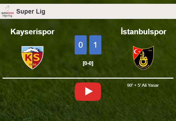 İstanbulspor beats Kayserispor 1-0 with a late goal scored by A. Yasar . HIGHLIGHTS