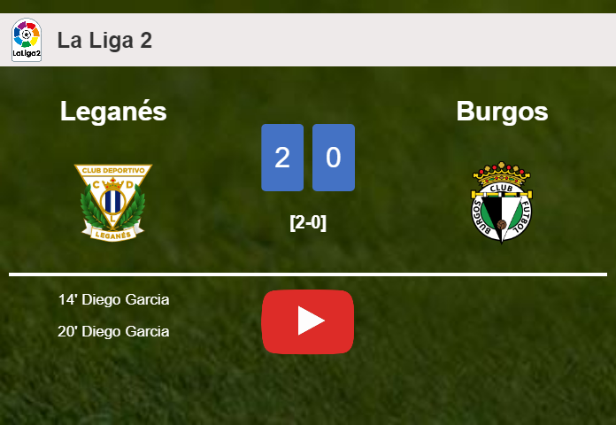 D. Garcia scores 2 goals to give a 2-0 win to Leganés over Burgos. HIGHLIGHTS