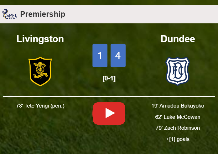 Dundee prevails over Livingston 4-1. HIGHLIGHTS