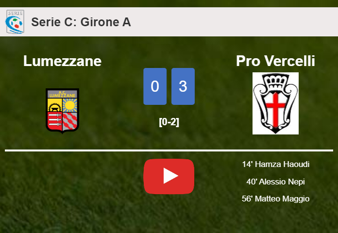 Pro Vercelli prevails over Lumezzane 3-0. HIGHLIGHTS