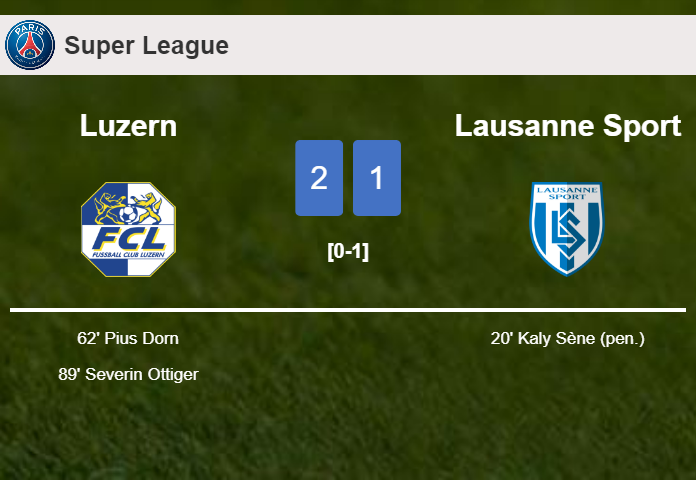 Luzern recovers a 0-1 deficit to best Lausanne Sport 2-1