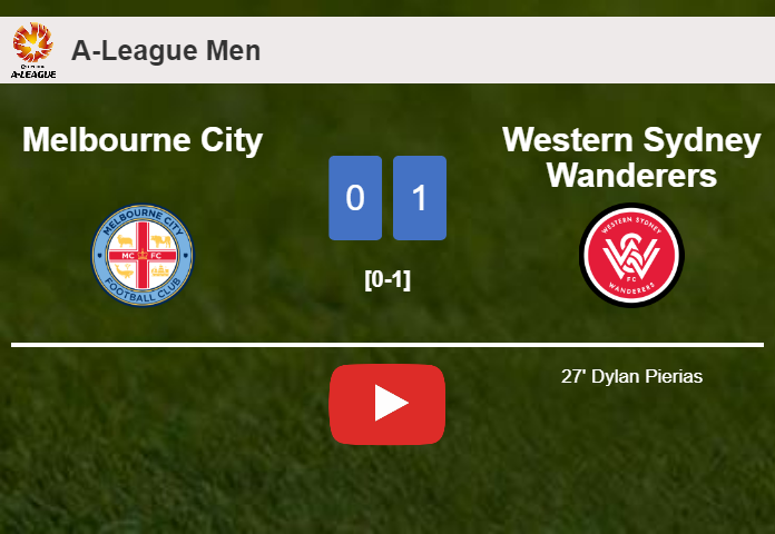 Western Sydney Wanderers tops Melbourne City 1-0 with a goal scored by D. Pierias. HIGHLIGHTS