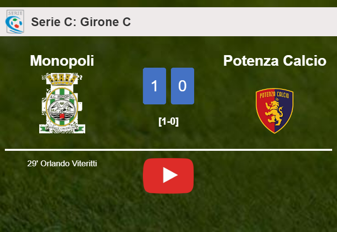 Monopoli defeats Potenza Calcio 1-0 with a goal scored by O. Viteritti. HIGHLIGHTS