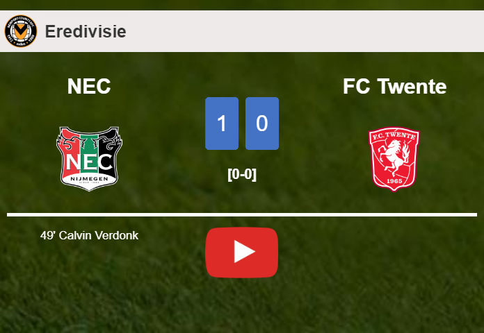 NEC defeats FC Twente 1-0 with a goal scored by C. Verdonk. HIGHLIGHTS