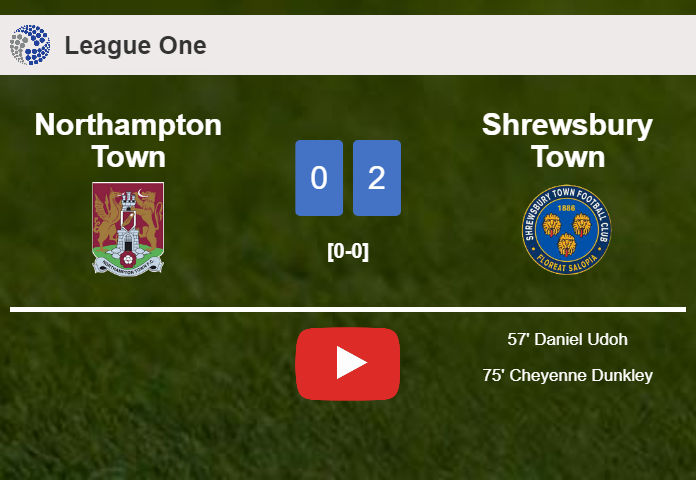 Shrewsbury Town prevails over Northampton Town 2-0 on Saturday. HIGHLIGHTS