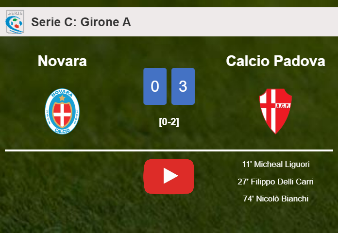 Calcio Padova conquers Novara 3-0. HIGHLIGHTS
