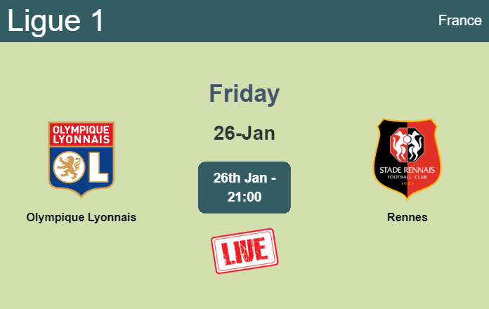 How to watch Olympique Lyonnais vs. Rennes on live stream and at what time