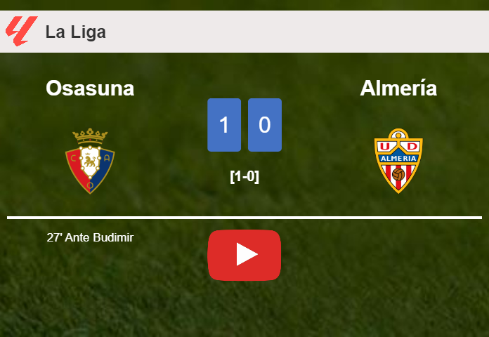 Osasuna beats Almería 1-0 with a goal scored by A. Budimir. HIGHLIGHTS