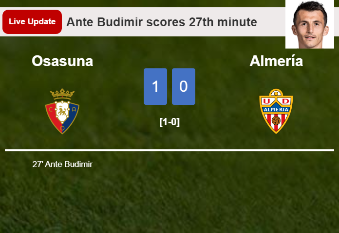 Osasuna vs Almería live updates: Ante Budimir scores opening goal in La Liga match (1-0)