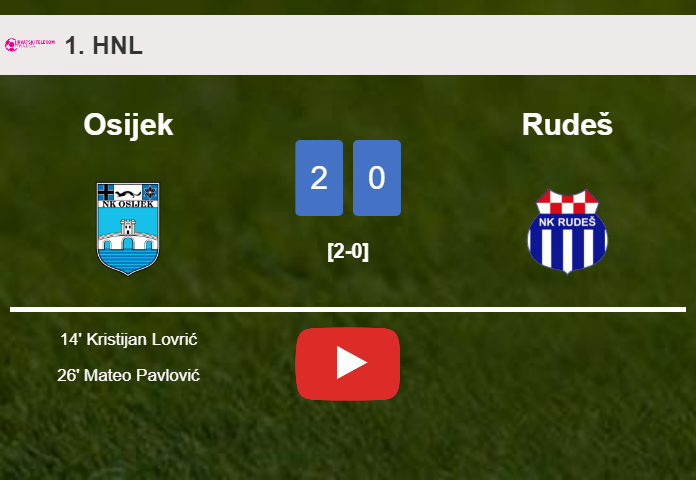 Osijek defeats Rudeš 2-0 on Saturday. HIGHLIGHTS