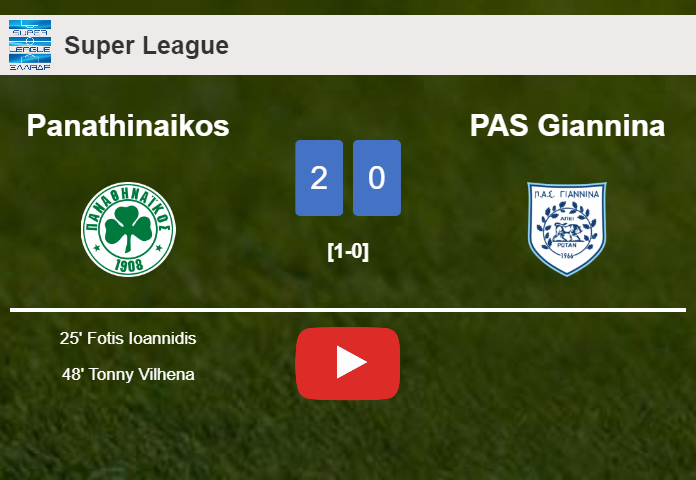 Panathinaikos surprises PAS Giannina with a 2-0 win. HIGHLIGHTS