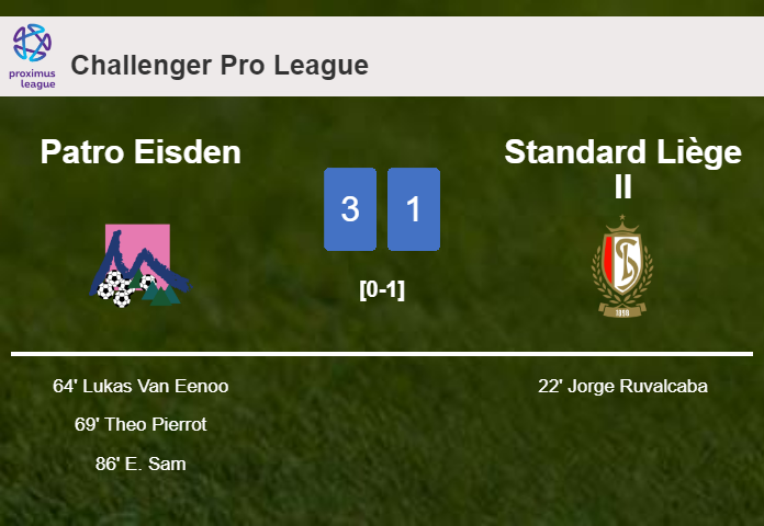 Patro Eisden prevails over Standard Liège II 3-1 after recovering from a 0-1 deficit