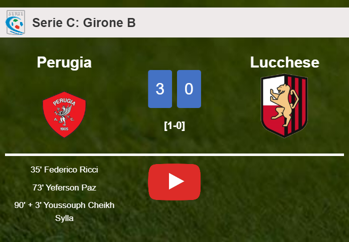 Perugia overcomes Lucchese 3-0. HIGHLIGHTS